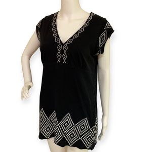 BCBGMAXAZRIA Casual Geometric Textile Embroidered Dress